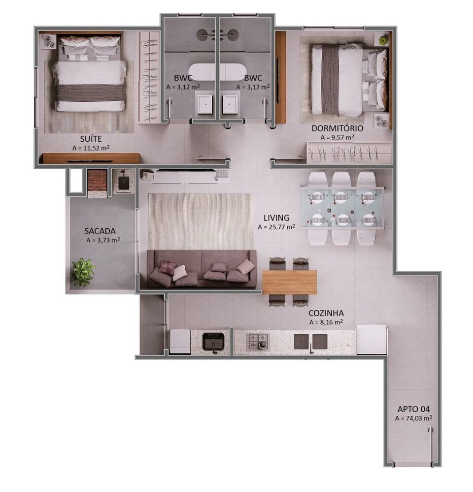 Apartamento, 2 quartos, 74 m² - Foto 5