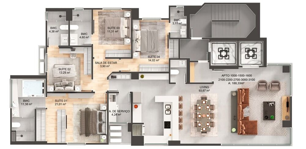 Apartamento, 4 quartos, 202 m² - Foto 2
