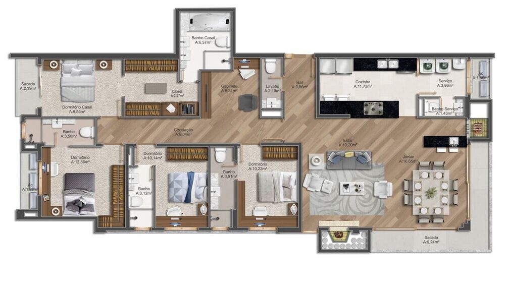 Apartamento à venda com 3 quartos, 176m² - Foto 3