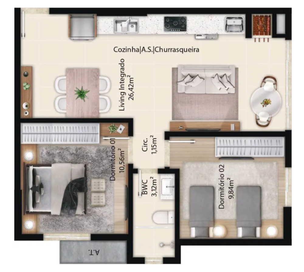 Apartamento, 2 quartos, 54 m² - Foto 4