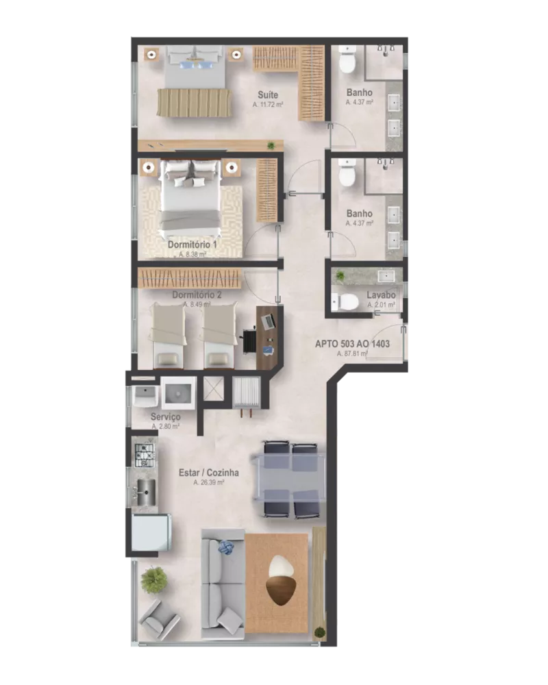 Apartamento, 2 quartos, 64 m² - Foto 3