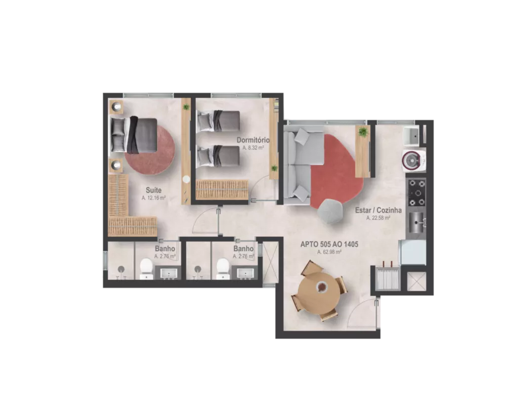 Apartamento, 2 quartos, 64 m² - Foto 2