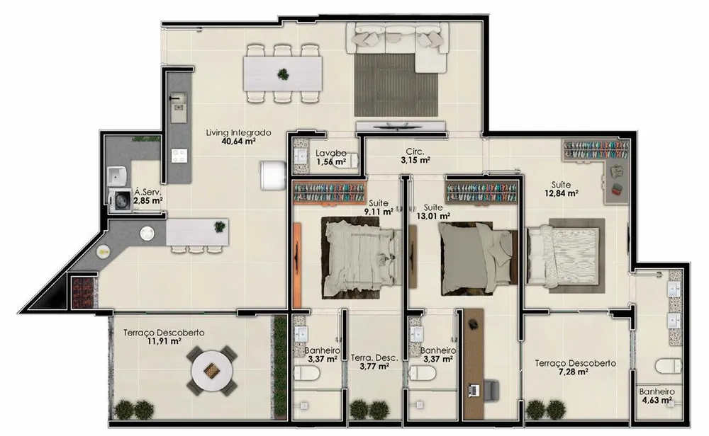 Apartamento, 3 quartos, 135 m² - Foto 8