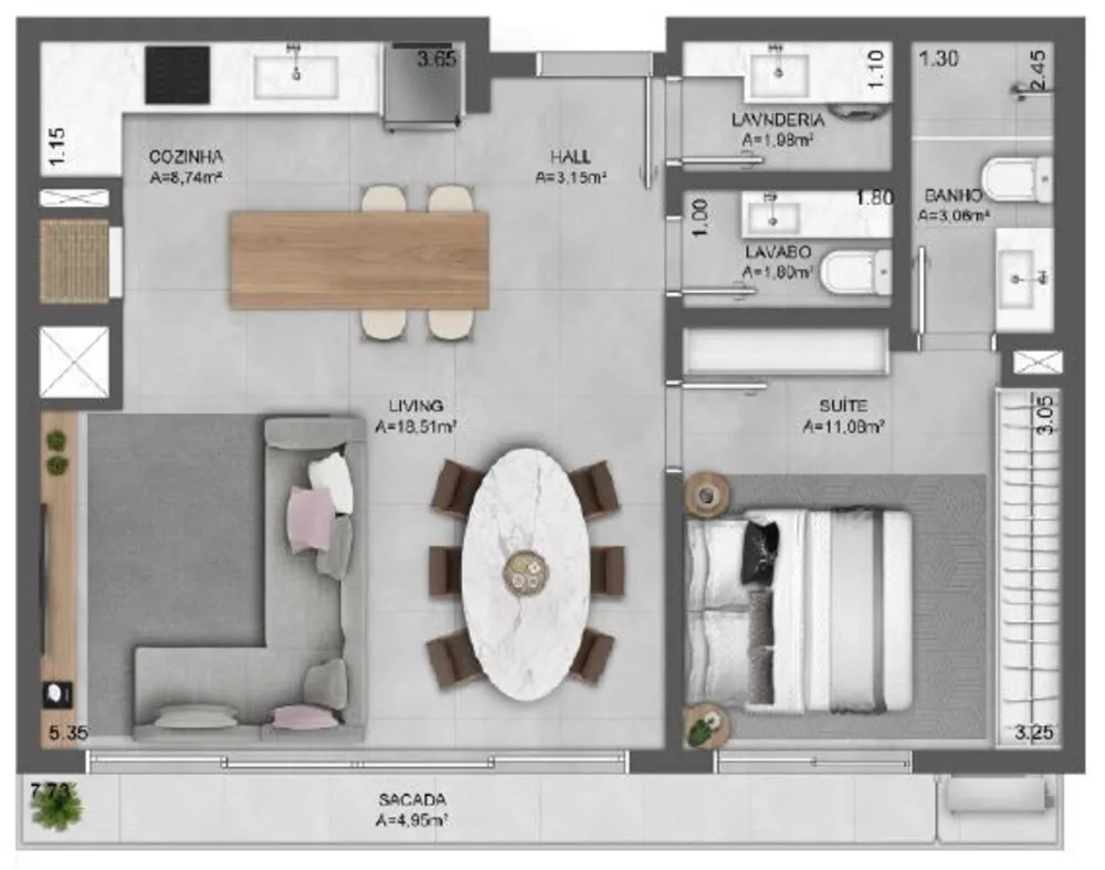 Apartamento, 1 quarto, 47 m² - Foto 1