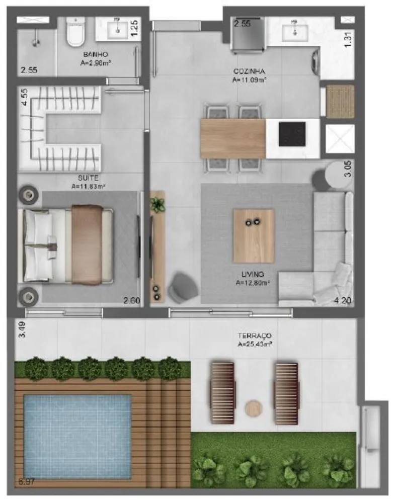 Apartamento, 1 quarto, 47 m² - Foto 2
