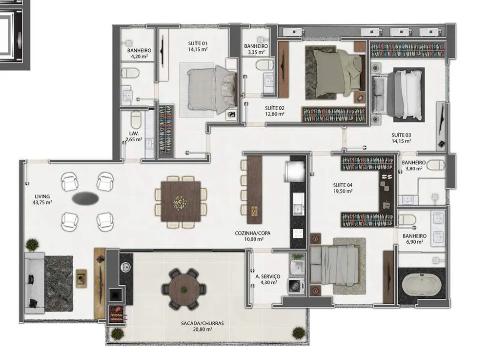 Apartamento, 3 quartos, 146 m² - Foto 9