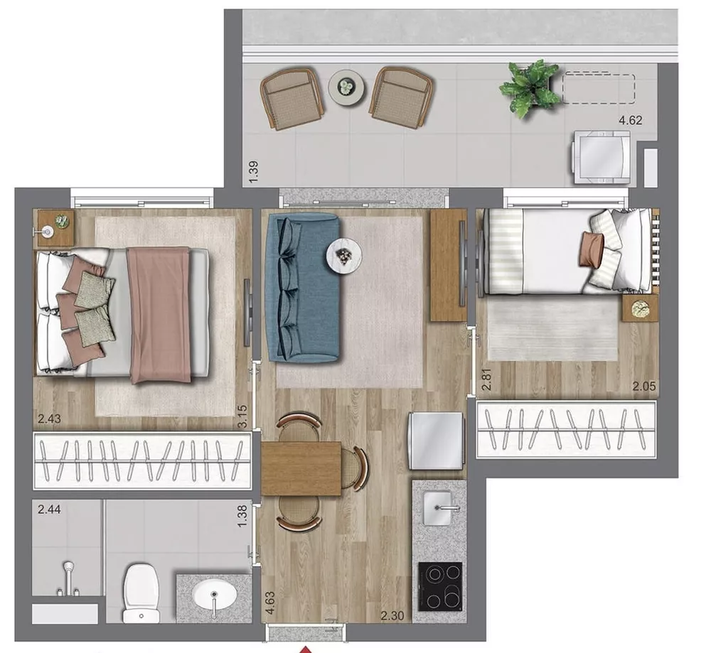 Apartamento, 2 quartos, 40 m² - Foto 3