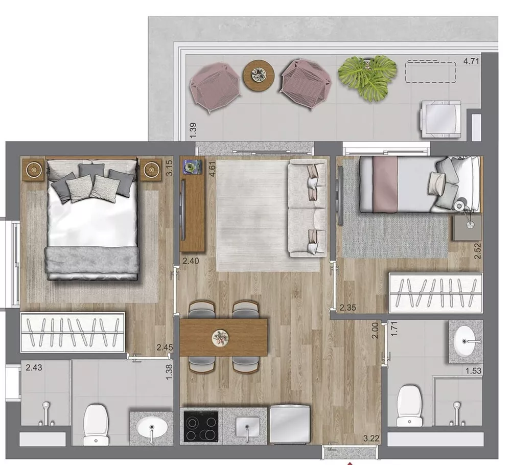 Apartamento, 2 quartos, 40 m² - Foto 1