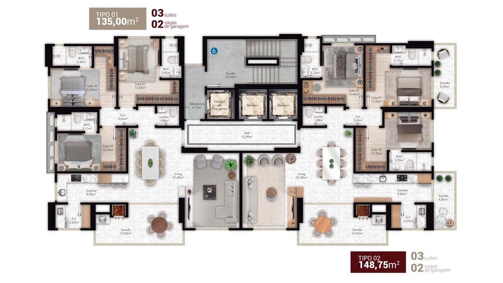 Apartamento, 3 quartos, 135 m² - Foto 1