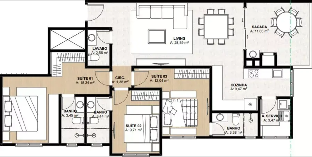 Apartamento, 3 quartos, 122 m² - Foto 4