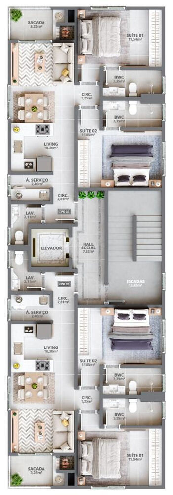 Apartamento, 2 quartos, 102 m² - Foto 1