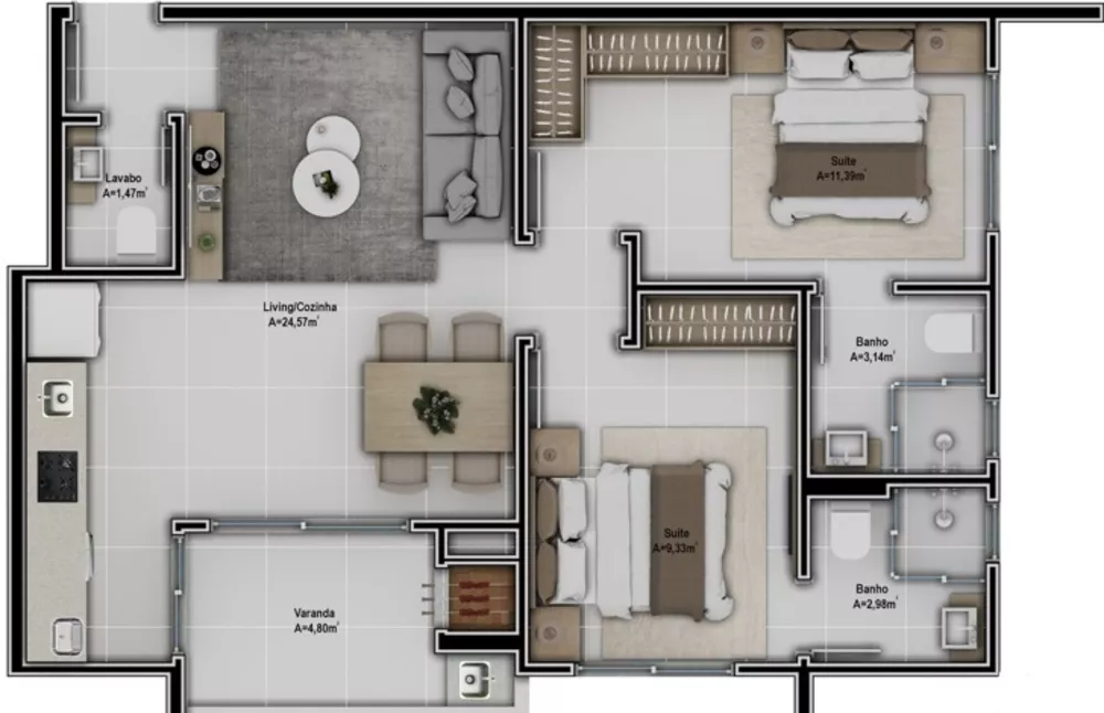 Apartamento, 2 quartos, 67 m² - Foto 3