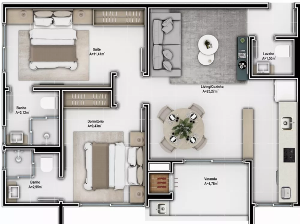Apartamento, 2 quartos, 67 m² - Foto 1