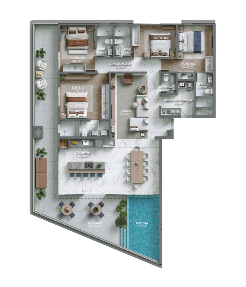 Apartamento, 3 quartos, 124 m² - Foto 1