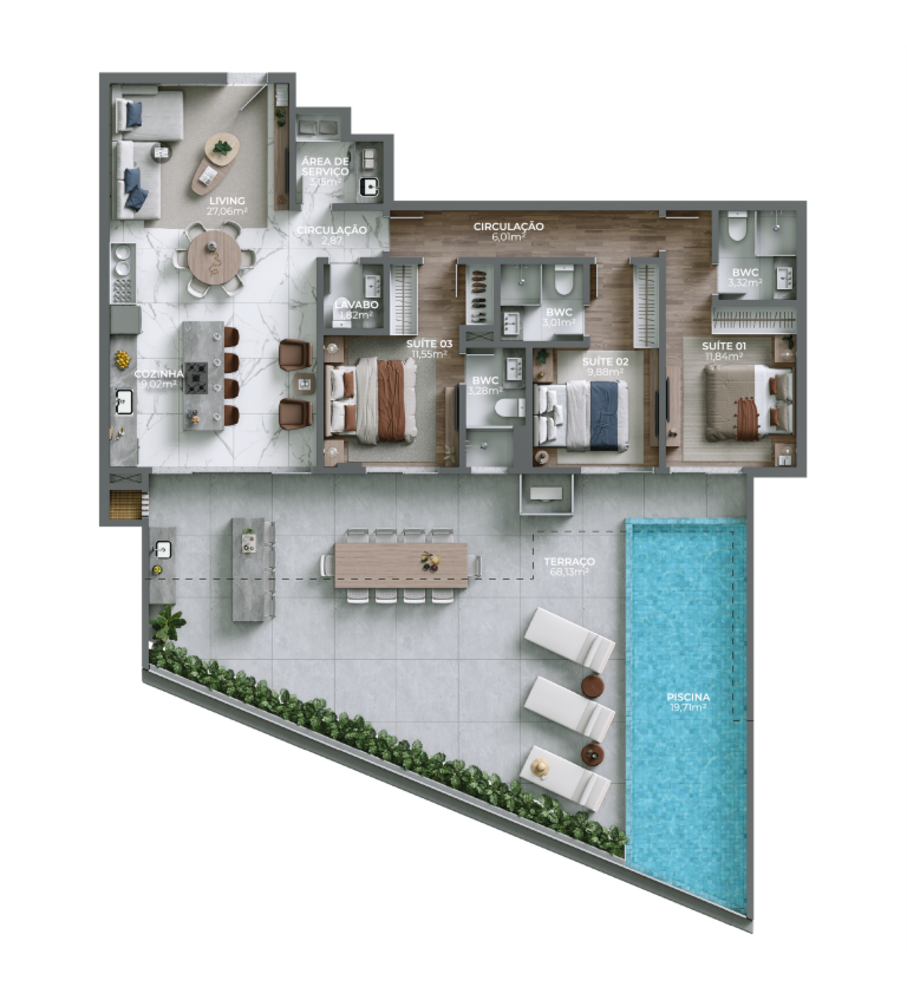Apartamento, 3 quartos, 124 m² - Foto 3