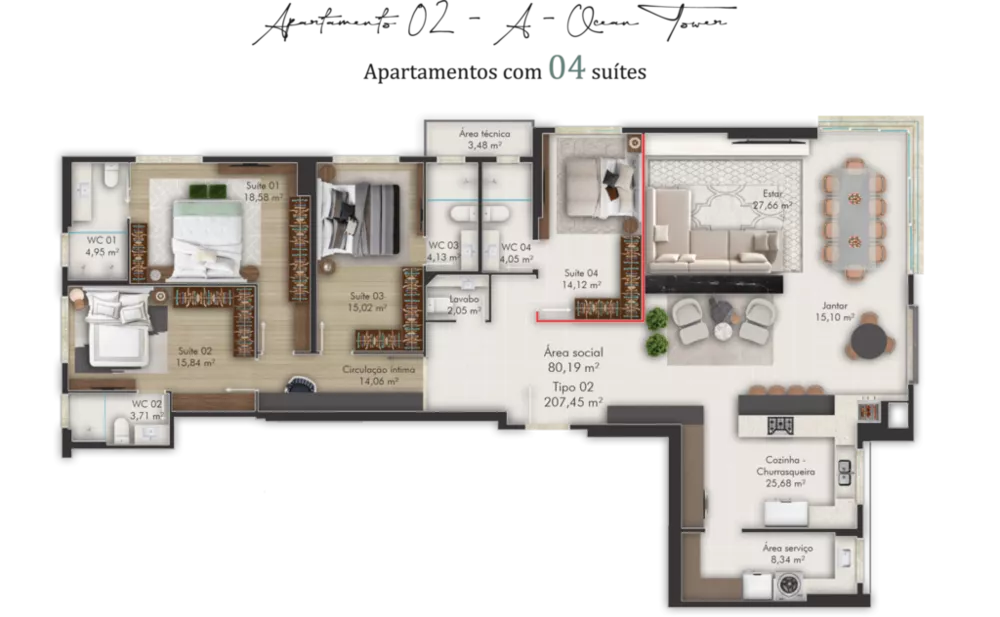 Apartamento, 3 quartos, 212 m² - Foto 21