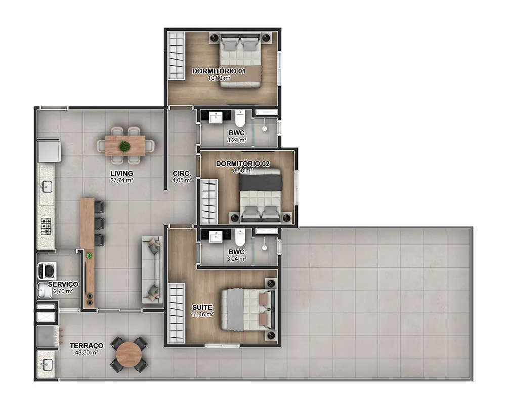 Apartamento, 2 quartos, 73 m² - Foto 3