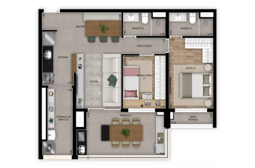 Apartamento, 2 quartos, 38 m² - Foto 2