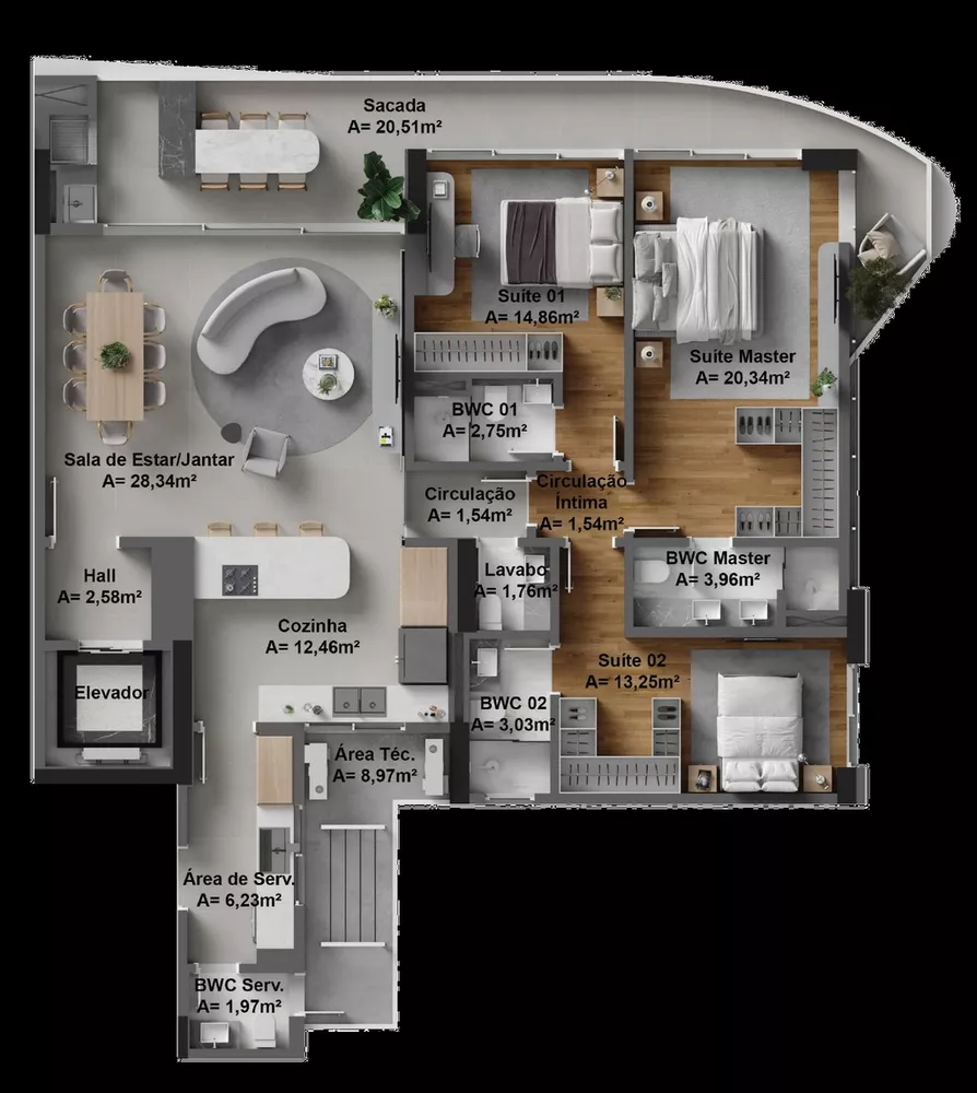 Apartamento, 3 quartos, 168 m² - Foto 3