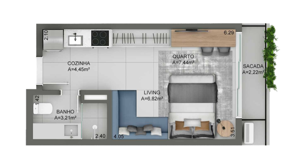 Apartamento, 1 quarto, 46 m² - Foto 10