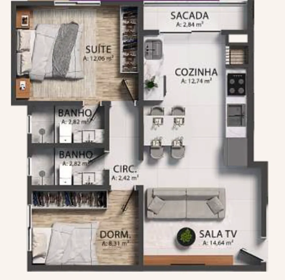 Apartamento, 2 quartos, 61 m² - Foto 10