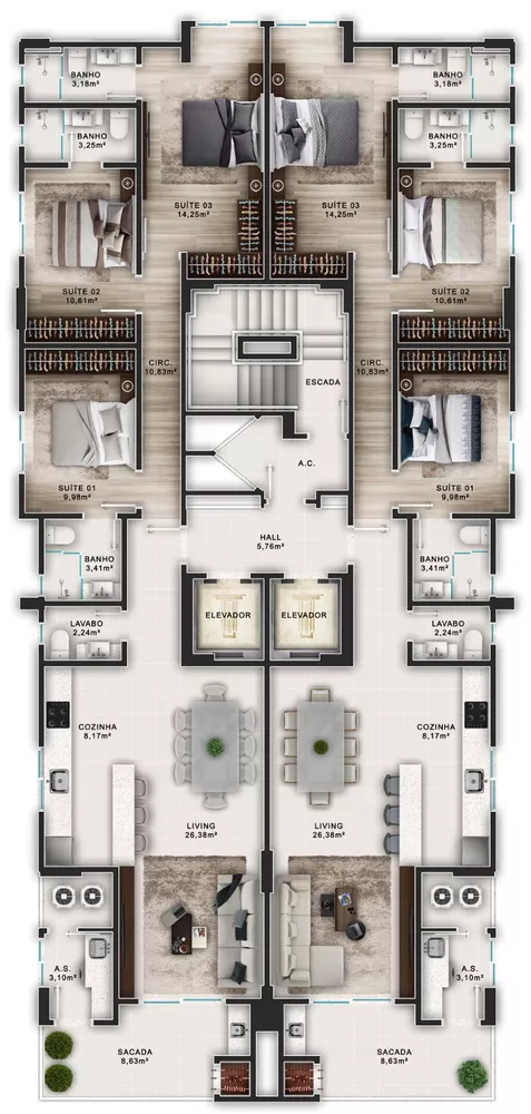 Apartamento, 3 quartos, 124 m² - Foto 4