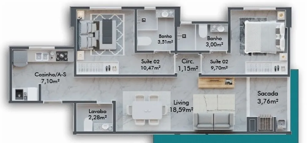 Apartamento, 2 quartos, 69 m² - Foto 12