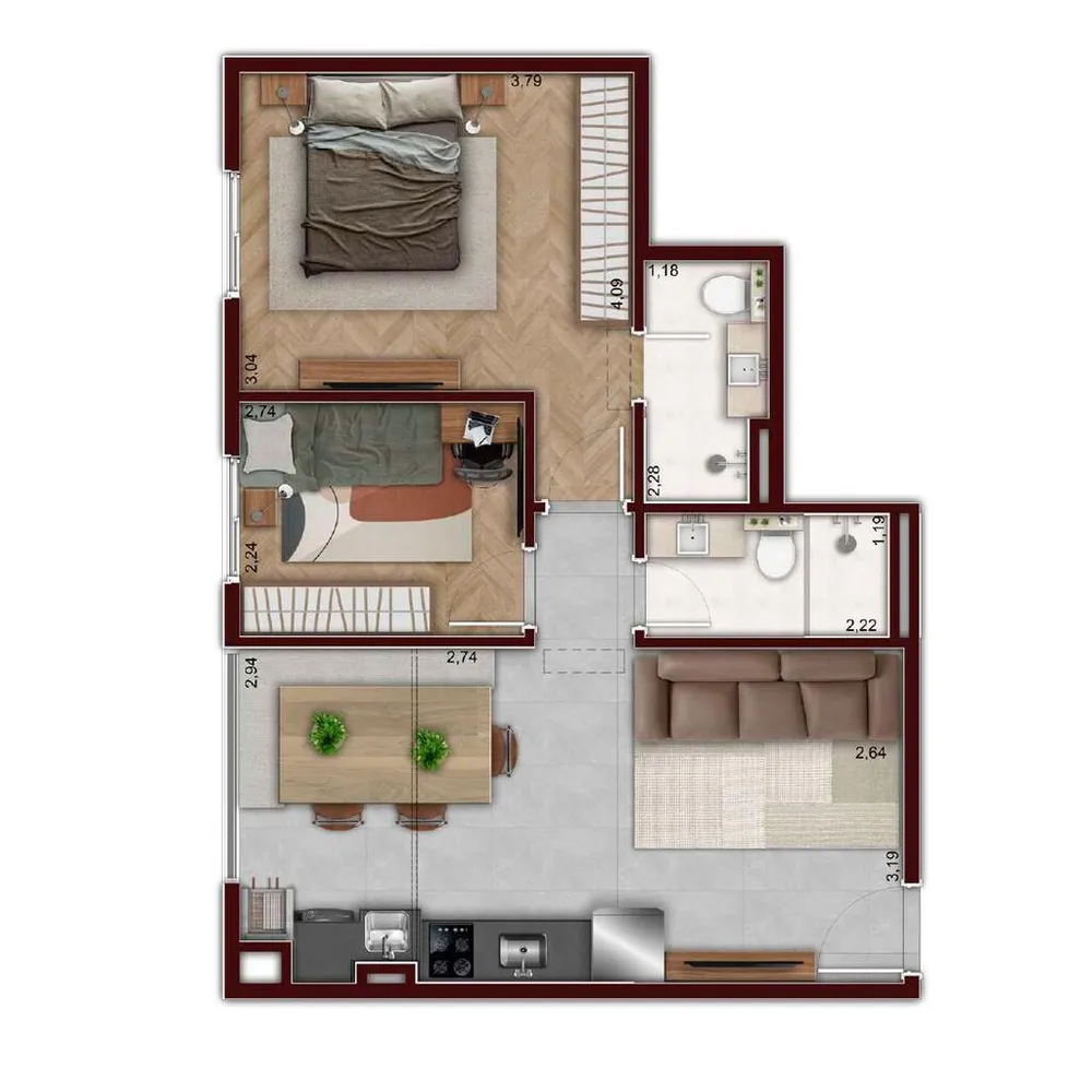 Apartamento, 2 quartos, 45 m² - Foto 12