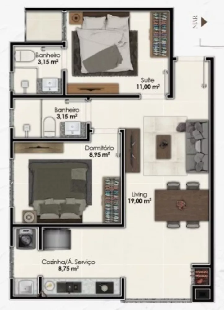 Apartamento, 2 quartos, 66 m² - Foto 3