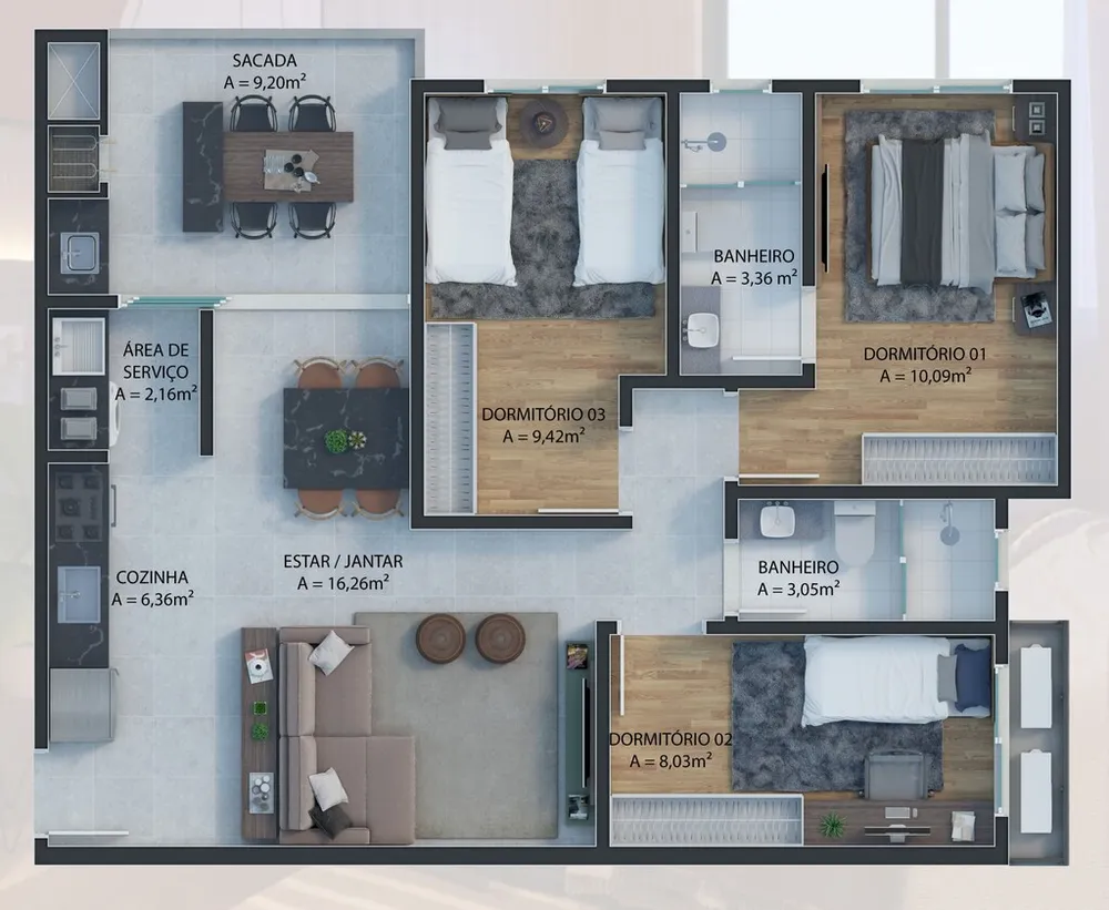 Apartamento, 3 quartos, 77 m² - Foto 11