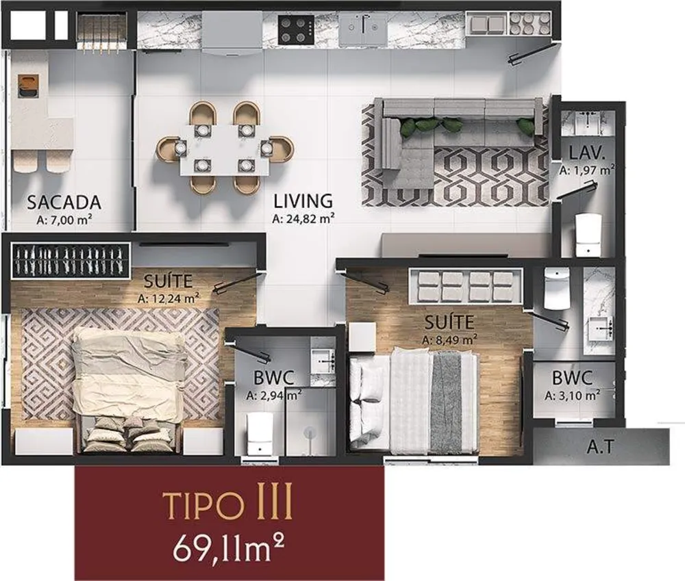 Apartamento, 2 quartos, 69 m² - Foto 15