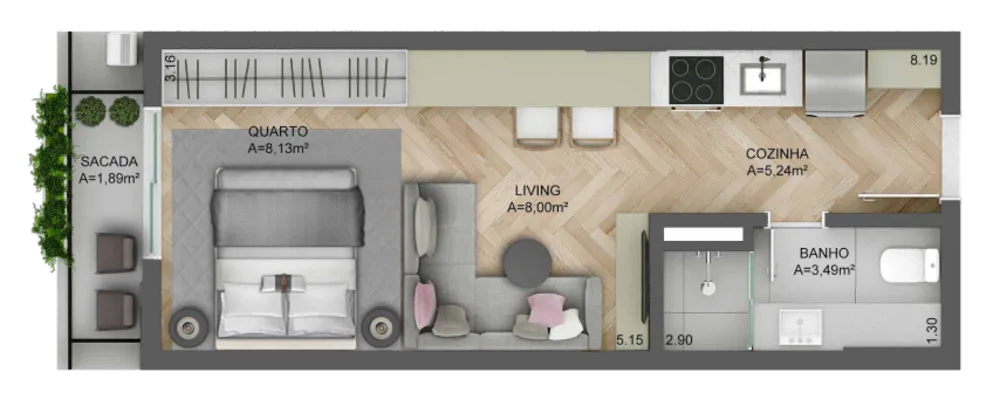 Apartamento, 1 quarto, 46 m² - Foto 12
