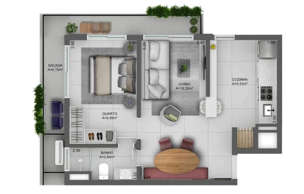 Apartamento, 1 quarto, 46 m² - Foto 9