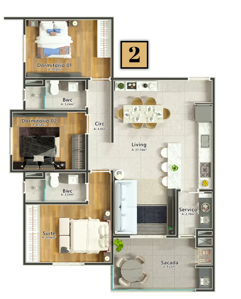 Apartamento, 3 quartos, 91 m² - Foto 3