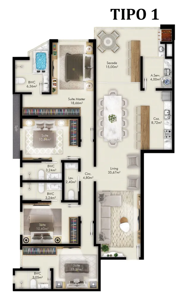 Apartamento, 3 quartos, 125 m² - Foto 2