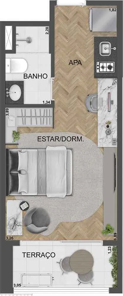 Apartamento, 1 quarto, 24 m² - Foto 12