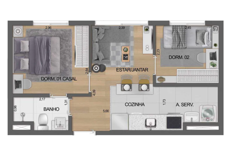 Apartamento, 2 quartos, 38 m² - Foto 12