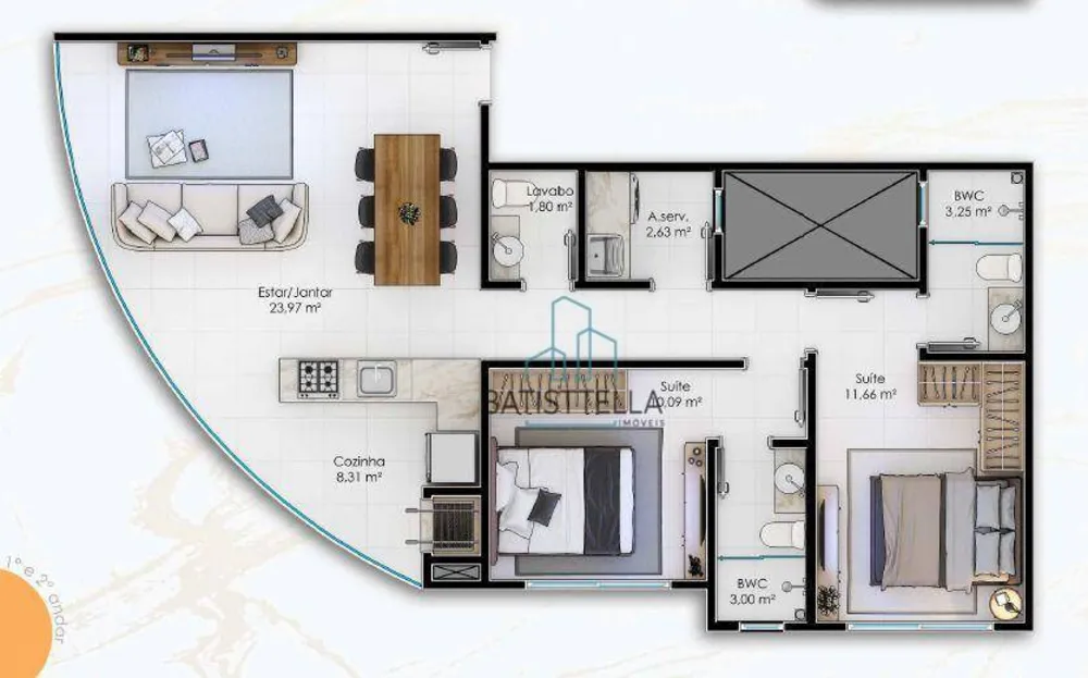 Apartamento, 2 quartos, 80 m² - Foto 1