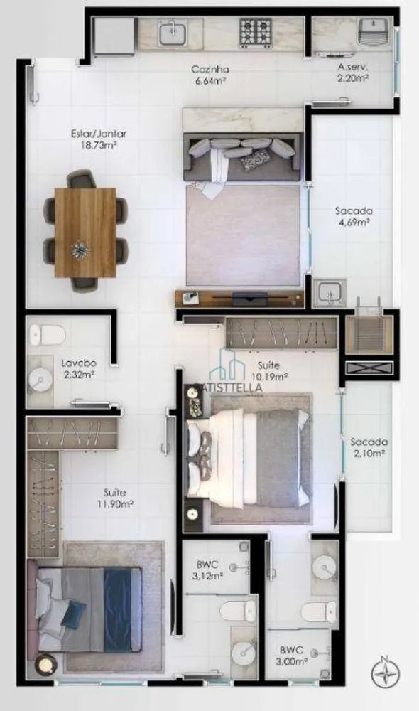 Apartamento, 2 quartos, 55 m² - Foto 2