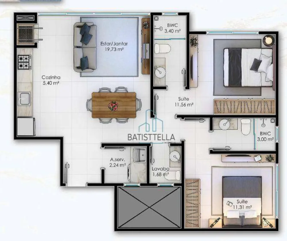 Apartamento, 2 quartos, 69 m² - Foto 2