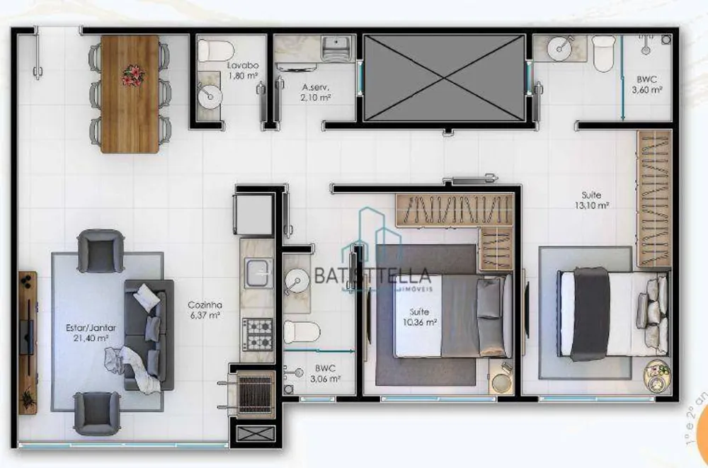 Apartamento, 2 quartos, 75 m² - Foto 2