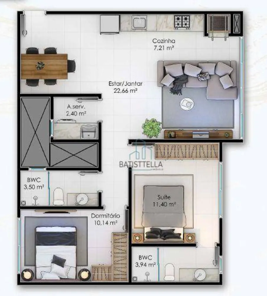 Apartamento, 2 quartos, 72 m² - Foto 2