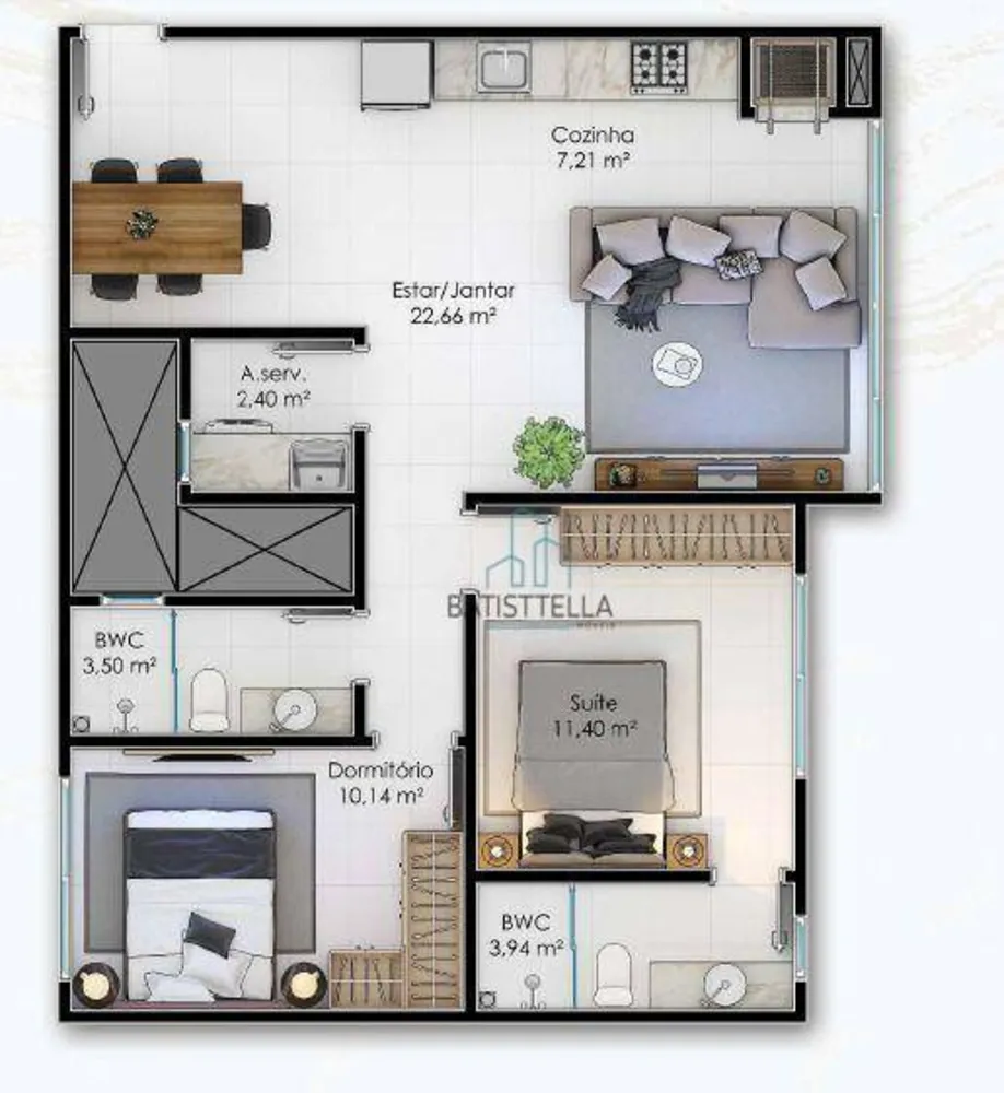Apartamento, 2 quartos, 73 m² - Foto 2