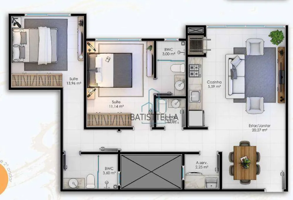 Apartamento, 2 quartos, 78 m² - Foto 2