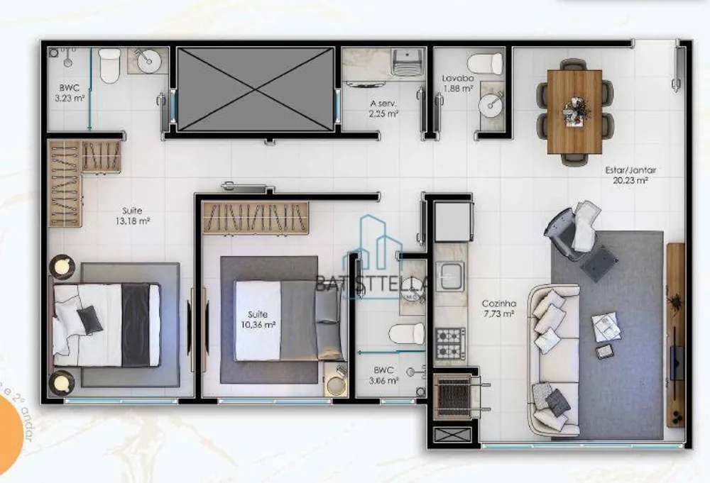 Apartamento, 2 quartos, 74 m² - Foto 2