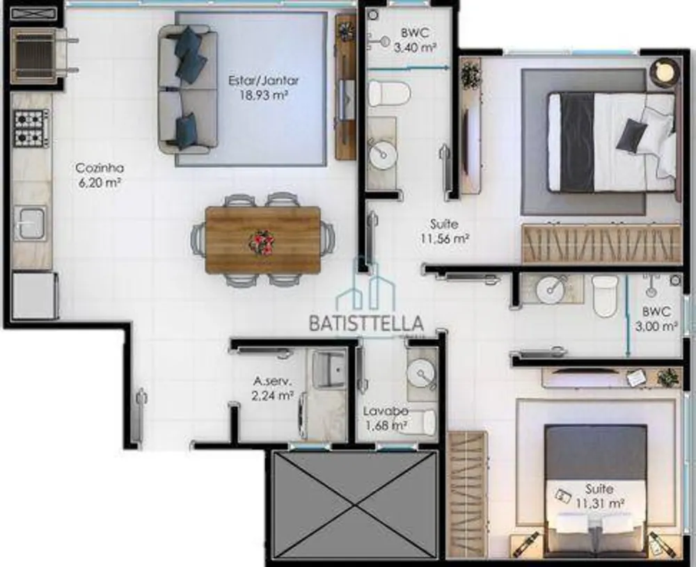 Apartamento, 2 quartos, 69 m² - Foto 2