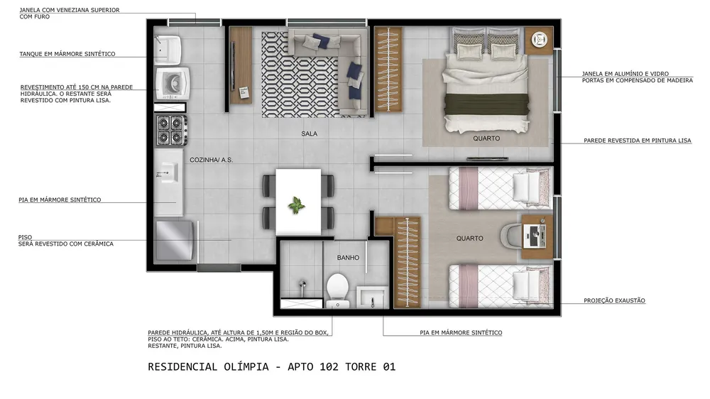 Apartamento, 2 quartos, 39 m² - Foto 1