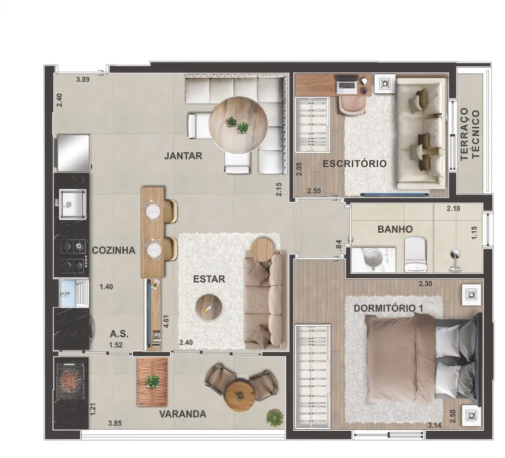 Apartamento, 2 quartos, 55 m² - Foto 2
