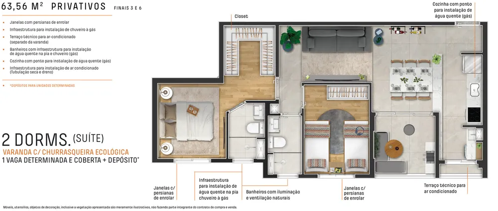 Apartamento, 3 quartos, 69 m² - Foto 1