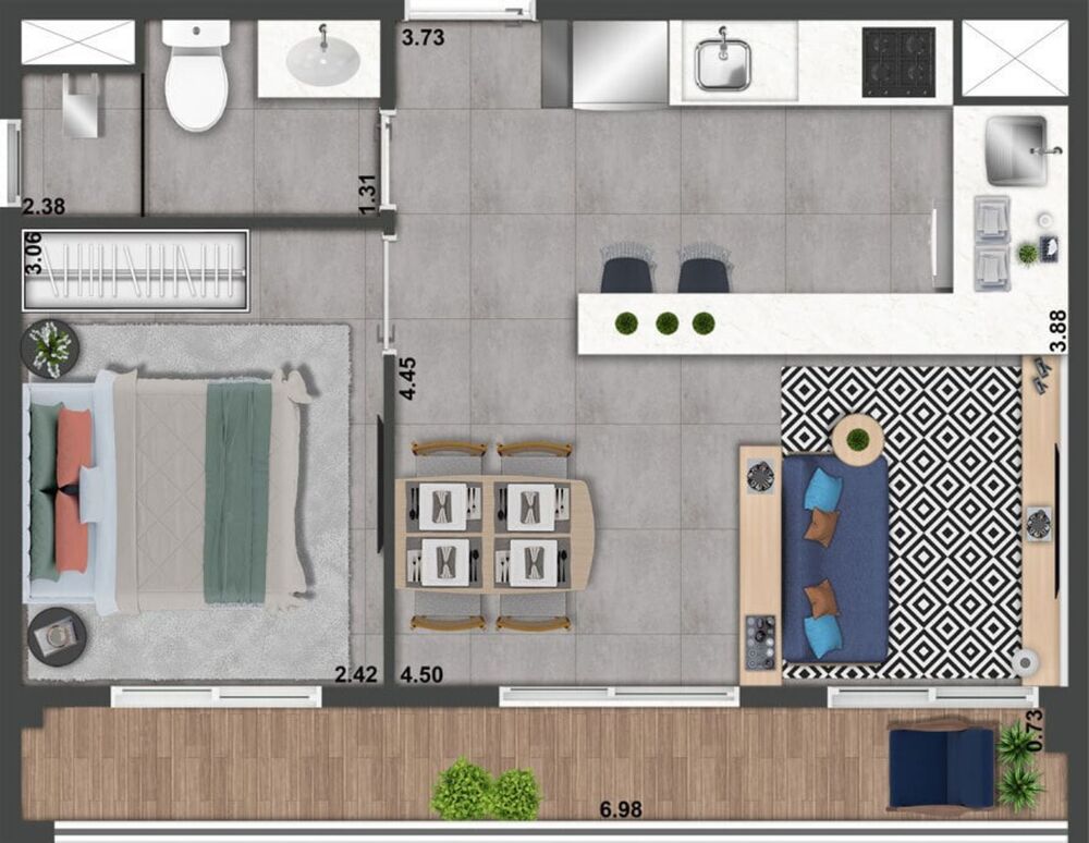 Apartamento à venda com 1 quarto, 52m² - Foto 7